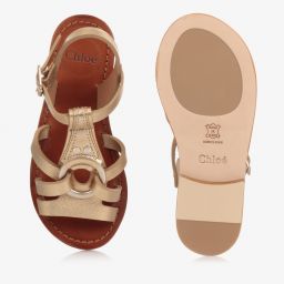 كلوي-صندل جلد لون ذهبي للبنات | Childrensalon Outlet