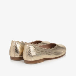 Chloé-Girls Golden Leather Ballet Flats | Childrensalon Outlet