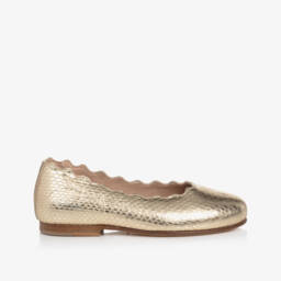 Chloé-Girls Golden Leather Ballet Flats | Childrensalon Outlet