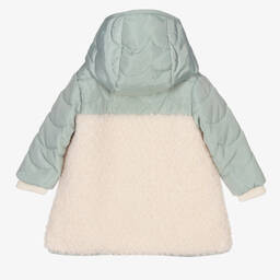 Chloé-Girls Green & Ivory Hooded Coat | Childrensalon Outlet