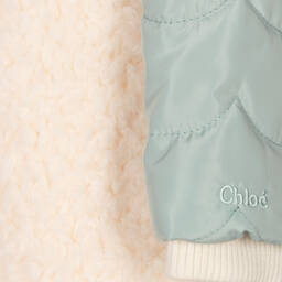 Chloé-Girls Green & Ivory Hooded Coat | Childrensalon Outlet