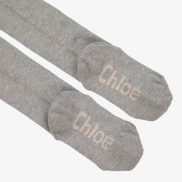 Chloé-Girls Grey Cotton Tights | Childrensalon Outlet