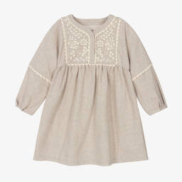 Chloé-Серое хлопковое платье с вышивкой | Childrensalon Outlet