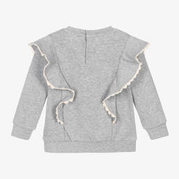 Chloé-سويتشيرت قطن عضوي مطرز لون رمادي أطفال بناتي | Childrensalon Outlet