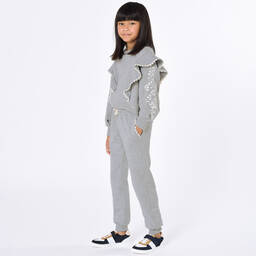 Chloé-Girls Grey Floral Embroidered Sweatshirt | Childrensalon Outlet