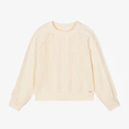 Chloé-بلوف قطن محبوك لون عاجي للبنات | Childrensalon Outlet