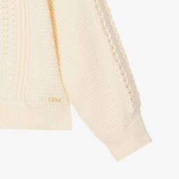 Chloé-بلوف قطن محبوك لون عاجي للبنات | Childrensalon Outlet