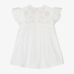 Chloé-Girls Ivory Cotton Broderie Dress | Childrensalon Outlet