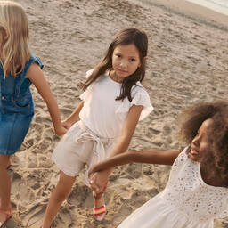 Chloé-Girls Ivory Cotton Broderie Dress | Childrensalon Outlet