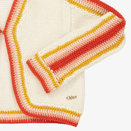 Chloé-Girls Ivory Cotton Crochet Cardigan | Childrensalon Outlet