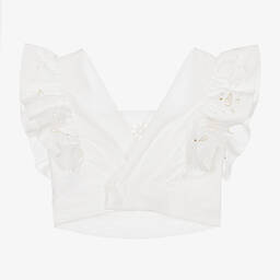 كلوي-بلوز قطن بوبلين لون عاجي للبنات | Childrensalon Outlet