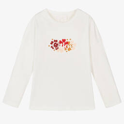 Chloé-Girls Ivory Cotton Embroidered Top | Childrensalon Outlet