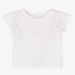 Chloé-Girls Ivory Cotton Lace T-Shirt | Childrensalon Outlet