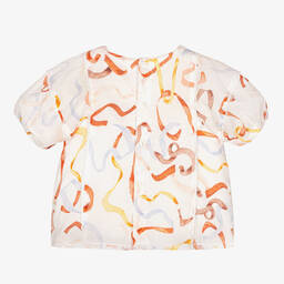 Chloé-Кремовая хлопковая блузка с лентами | Childrensalon Outlet