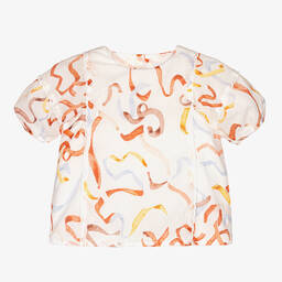 Chloé-Кремовая хлопковая блузка с лентами | Childrensalon Outlet