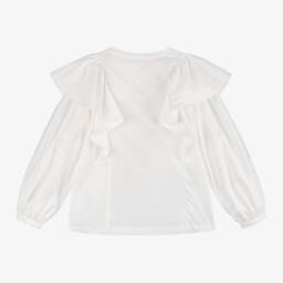 Chloé-Girls Ivory Cotton Ruffled Top | Childrensalon Outlet