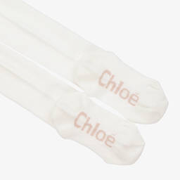 Chloé-Girls Ivory Cotton Tights | Childrensalon Outlet