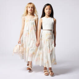 Chloé-Girls Ivory Cotton Tropical Skirt | Childrensalon Outlet