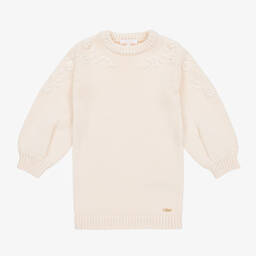 Chloé-Girls Ivory Cotton & Wool Knit Dress | Childrensalon Outlet