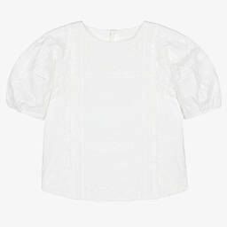 Chloé-Girls Ivory Embroidered Cotton Blouse | Childrensalon Outlet