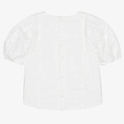 Chloé-Girls Ivory Embroidered Cotton Blouse | Childrensalon Outlet