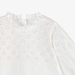 Chloé-Белое хлопковое платье с вышивкой для девочек | Childrensalon Outlet