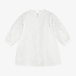 Chloé-Белое хлопковое платье с вышивкой для девочек | Childrensalon Outlet
