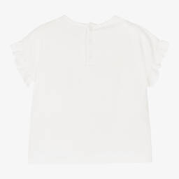 Chloé-Кремовая хлопковая футболка с вышивкой | Childrensalon Outlet