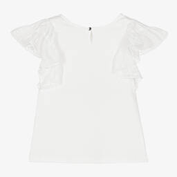 Chloé-Кремовый топ с рюшами и вышивкой | Childrensalon Outlet