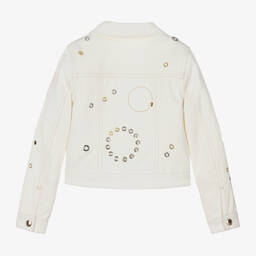 Chloé-Girls Ivory Eyelet Denim Jacket | Childrensalon Outlet