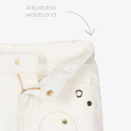 Chloé-شورت Eyelet قطن دنيم لون عاجي للبنات | Childrensalon Outlet