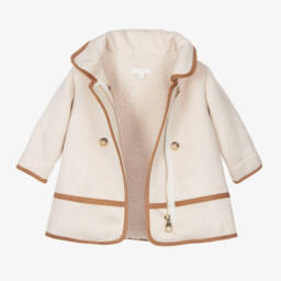 Chloé-Girls Ivory Faux Fur Lined Coat | Childrensalon Outlet