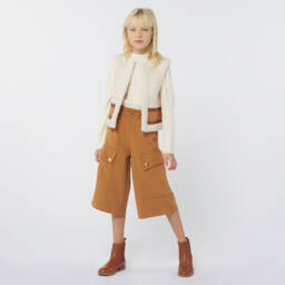 Chloé-Girls Ivory Faux Leather Fleece Vest | Childrensalon Outlet