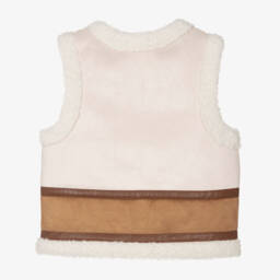 Chloé-Girls Ivory Faux Leather Fleece Vest | Childrensalon Outlet