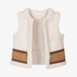 Chloé-Girls Ivory Faux Leather Fleece Vest | Childrensalon Outlet