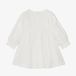 Chloé-Girls Ivory Organic Cotton Embroidered Dress | Childrensalon Outlet