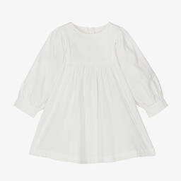 Chloé-Girls Ivory Organic Cotton Embroidered Dress | Childrensalon Outlet