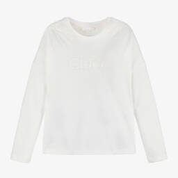 Chloé-Girls Ivory Organic Jersey Top | Childrensalon Outlet
