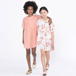 Chloé-Girls Ivory Ribbon Cotton Voile Dress | Childrensalon Outlet