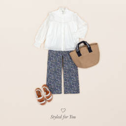 Chloé-Girls Ivory Ruffled Cotton Top | Childrensalon Outlet