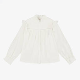 Chloé-Girls Ivory Ruffled Cotton Top | Childrensalon Outlet
