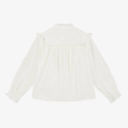 Chloé-Girls Ivory Ruffled Cotton Top | Childrensalon Outlet