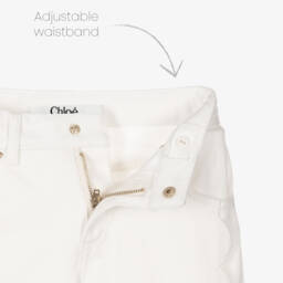 Chloé-Girls Ivory Scalloped Denim Trousers | Childrensalon Outlet
