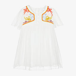 Chloé-Girls Ivory Silk Chiffon Ribbon Dress | Childrensalon Outlet