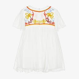 Chloé-Girls Ivory Silk Chiffon Ribbon Dress | Childrensalon Outlet