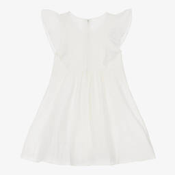 Chloé-Кремовое льняное платье со сборками | Childrensalon Outlet