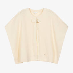 Chloé-Girls Ivory Textured Knit Cape | Childrensalon Outlet