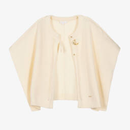 Chloé-Girls Ivory Textured Knit Cape | Childrensalon Outlet