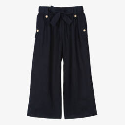 Chloé-Girls Linen Azure Wide-Leg Trousers | Childrensalon Outlet