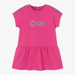 Chloé-Girls Magenta Pink Cotton Dress | Childrensalon Outlet